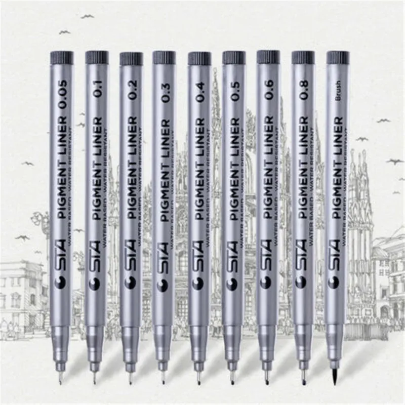 9 шт. Премиум мягкий Fineliner комиксов ручки кисти иглы Искусство Набор для рисования подписи водонепроницаемый lnk