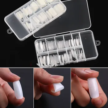 

100pcs No Crease Fake Tips Nail Art Full Cover Fake Nails French Lancet Ballet Artificial News Transparent False Nails H071
