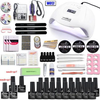 

Nail Set 120W / 54W UV LED Light Nail Polish Set Dryer with 10/20 Color Nail Gel Polish Nail Art Set Electric Nail Drill Set
