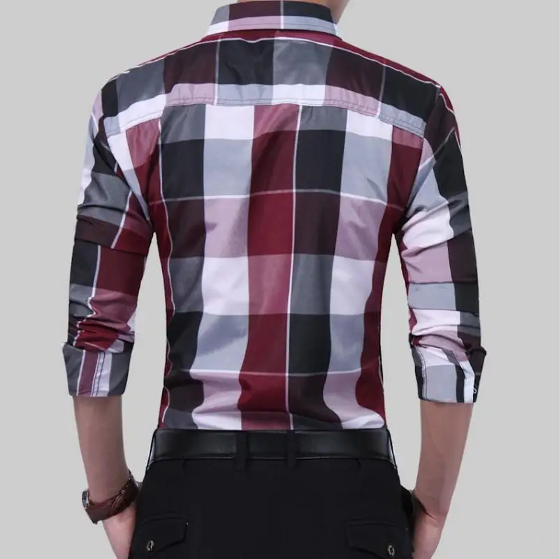 Cena Męska Plaid koszula 2019 męska Slim z długim rękawem biznes koszula na co dzień Camisa masculina moda marka zapinana jesień koszula na co dzień