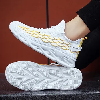 

Black Casual Fashion 4D Print Mens Dad Sneakers Flying Weaving Mesh Breathable Men Shoes Outdoor Tenis Footwear Zapatillas Hombr