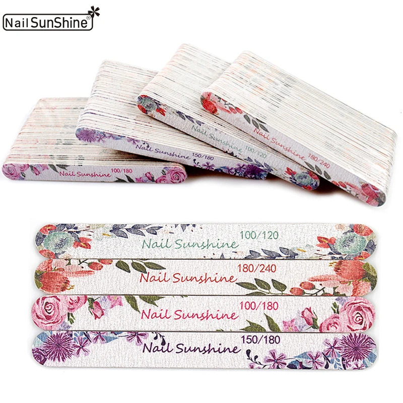 100 Pcs/lot Brand Professional Nail File Wooden Art Sanding Buffer Block FIles Limas 100/120/150/180/240 Grit Beauty Tools | Красота и
