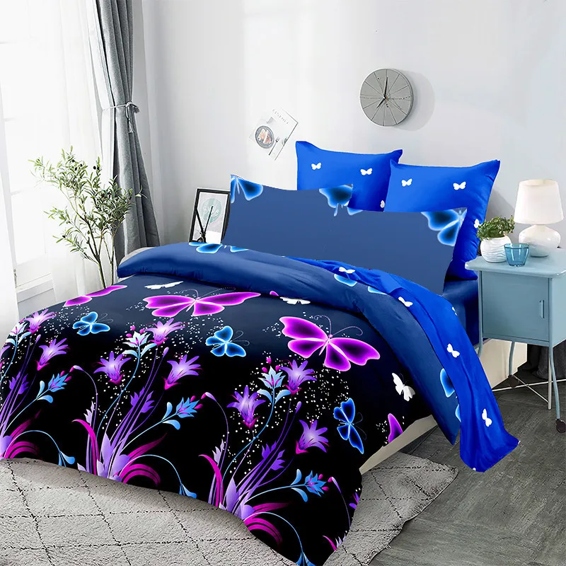 

100% Polyester Pastoral Style butterfly Colorful Printed Duvet Cover