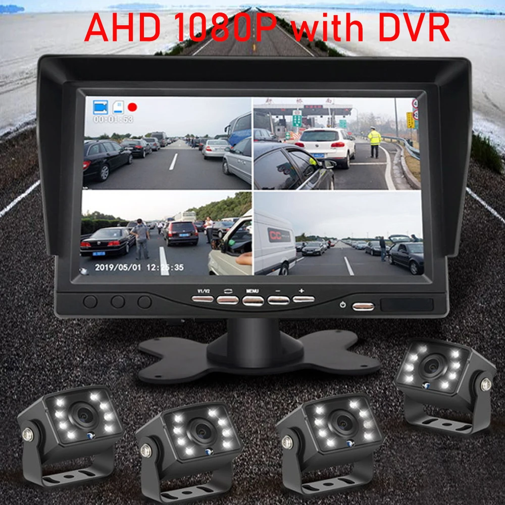 1280*720 Запись DVR 2 камера заднего вида для грузовика AHD ночное видение с 7-дюймовым