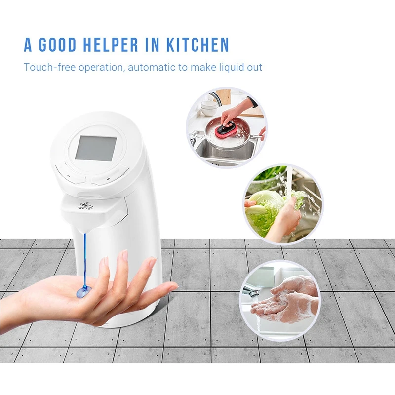 

Top-Automatic Liquid Soap Dispensers 300Ml Pressless LCD Display ABS Soap Sanitizer Lotion Dispenser for Kitchen Bathroom