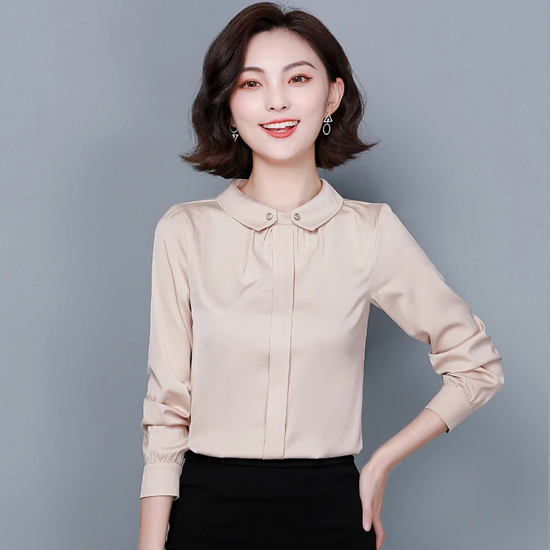 

Korean Silk Women Blouses Shirt Women Long Sleeve Blouse Top Woman Satin Silk Shirt Tops Plus Size 4XL Blusas Femininas Elegante