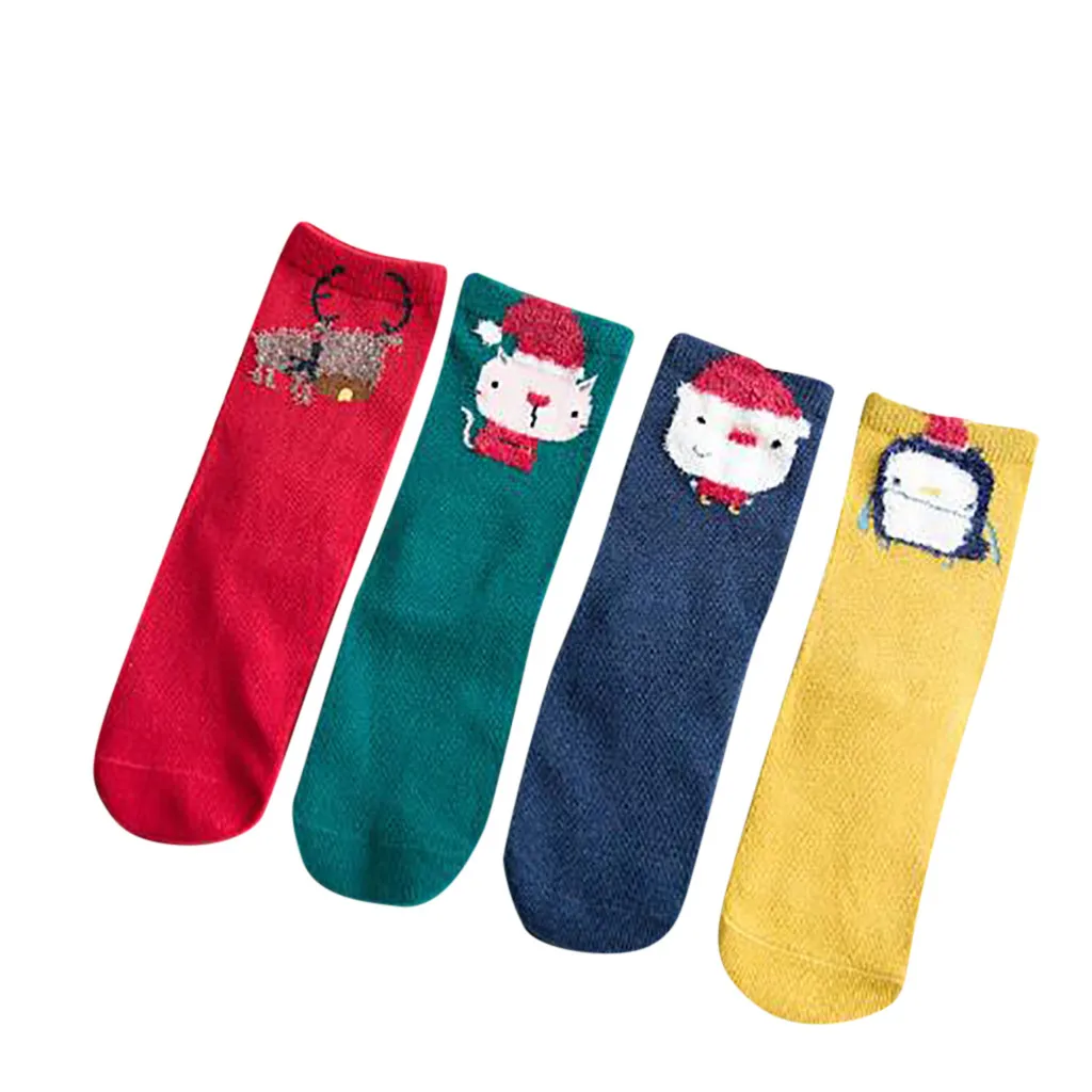 Хлопковые носки средней длины с рисунком для детей от 2 до 10 лет подарочная упаковка, комплект из 4 предметов, Детский комплект одежды Детский костюм# Y5 - Цвет: B
