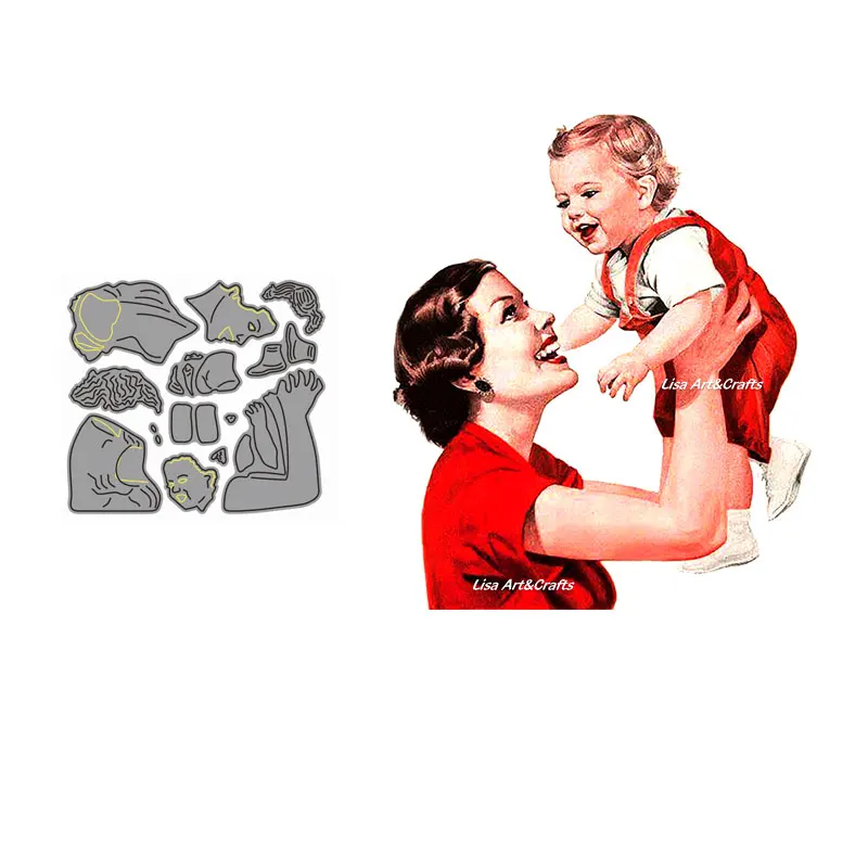 

Счастливый Семья Трафаретный вырубной штамп для мамы и ребенка пресс-формы "сделай сам" трафарет для скрапбукинга альбом тиснение Бумага карты Ремесло zamak литье под давлением новую прессформу