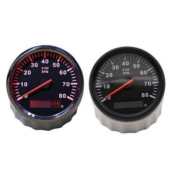 

85MM Tachometer Red Backlight 0-8000 RPM Tacho Gauge Meter with Hourmeter for Marine Boat Yacht 8KRPM 12V/24V Tacho Sensors