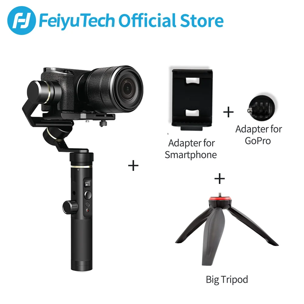 with big tripod FeiyuTech Feiyu G6 Plus 3-Axis ручка брызг карданный Стабилизатор Для беззеркальных карман Камера экшн-Камеры GoPro Hero 6 5 смартфон - Цвет: with big tripod