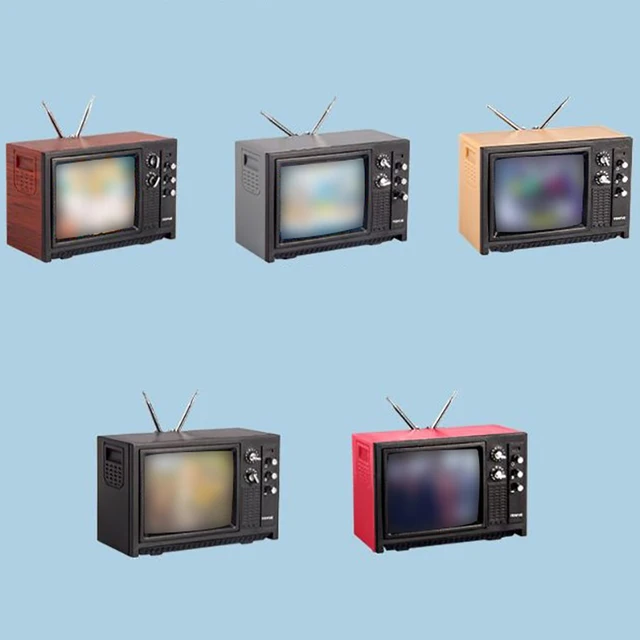 Retro Mini Portable TV Television Watch TV Dollhouse Scene ob11 Model Miniature TV Model Toys 6