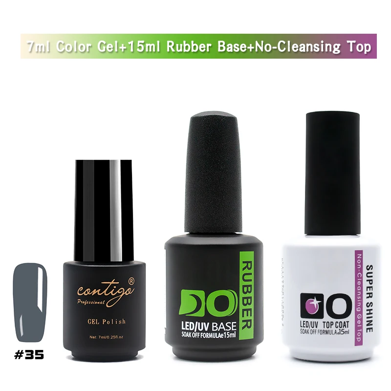 7ml-35-base 3pcs(U) 60 цветов набор гель-лаков es Nails Art Полупостоянный УФ-эмалевый лак Толстая основа и верхнее покрытие Гель-лак для ногтей дизайн геллак - Цвет: 7ml-35-base 3pcs(U)