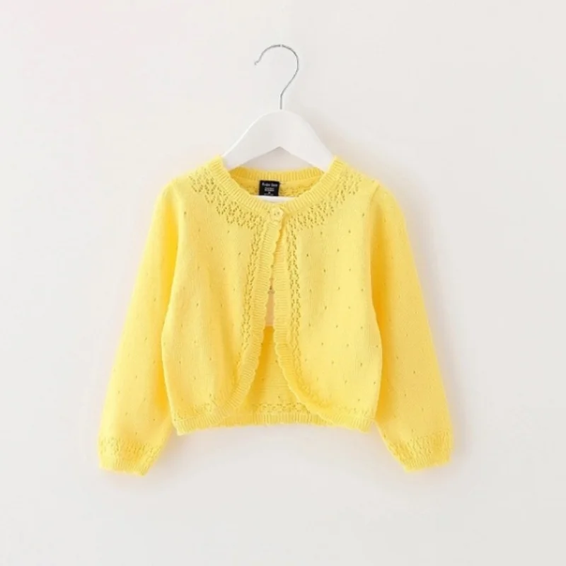 Baby Girl Cadigan Long Sleeve Little Girl Cotton Knitted Sweater Jacket Toddler Shrug Coat Infant Cropped Knit Bolero Clothes Outerwear & Coats