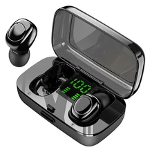 XG21 Wireless Bluetooth Headset, Bluetooth V5.0 LED Digital Display, TWS In-Ear Earbuds Sweat-Proof Sports Earphones(Black)