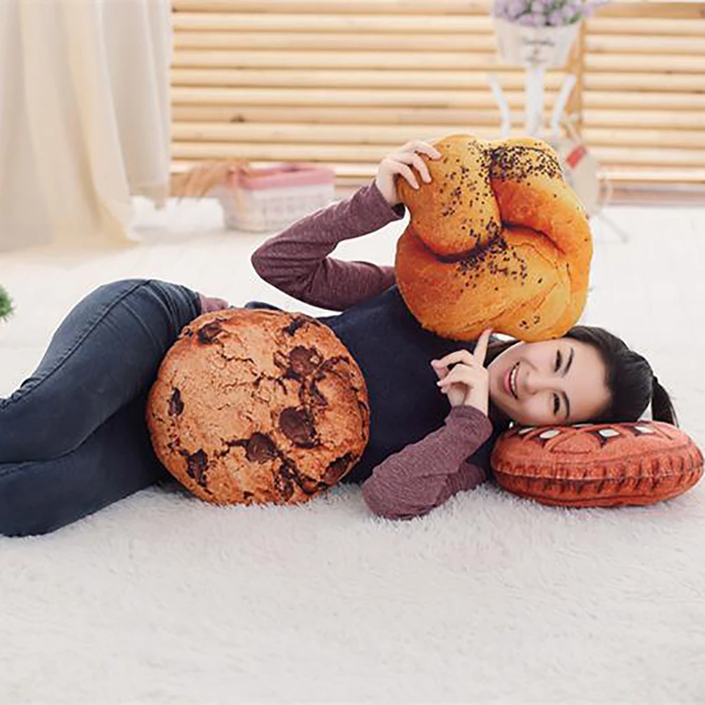 WR_ 3D Simulation Cookie Pizza Bread Food Soft Nap Pillow Cushion Kids Toy Gift 
