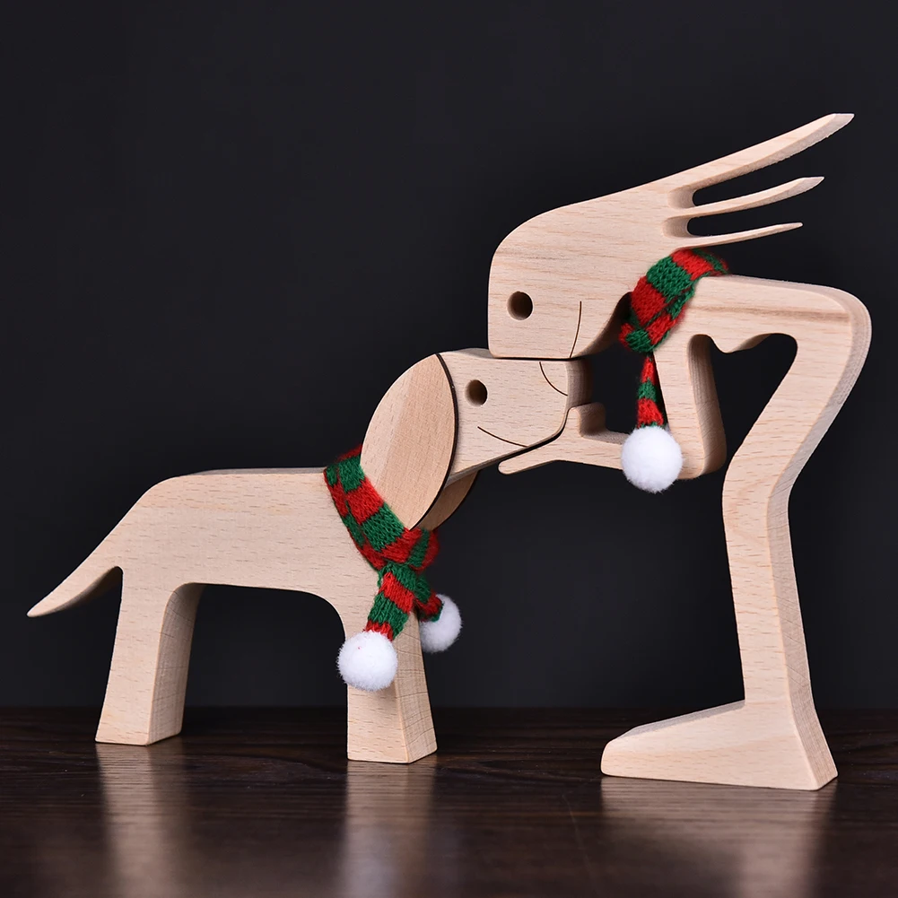 Pet Decorations Craft Wooden Dog Cat Doll Ornaments Carved Model Home Office Ornaments Creative Love Pets Dropshipping