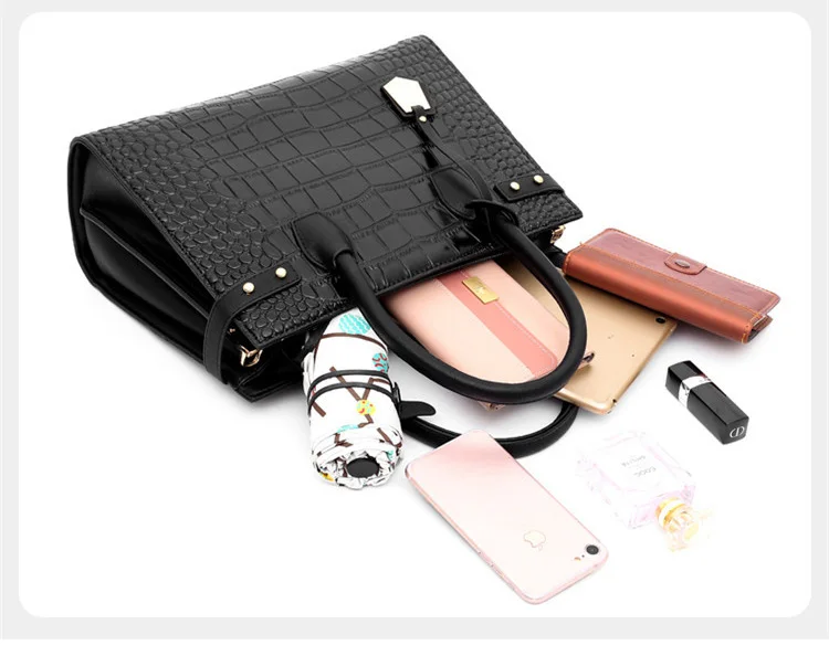Ladies Crocodile Handbags for Women Luxury Designer Genuine Leather Crossbody Purses Cowhide Top Handle Office Tote Shoulder Bag (9)