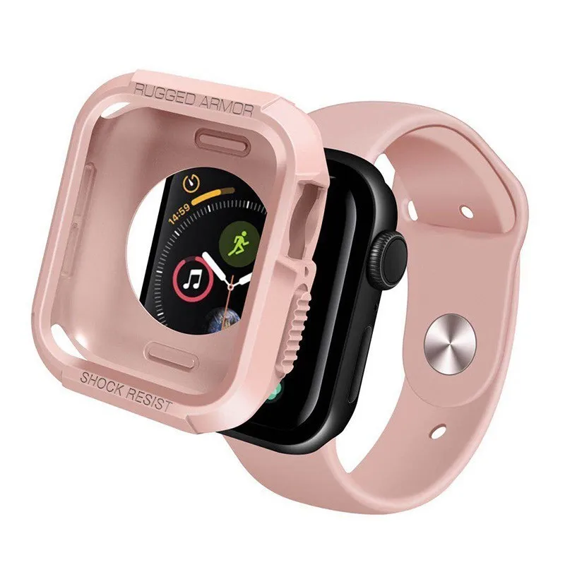 Чехол для apple watch band apple watch 5 4 чехол 44 мм 40 мм защитный резиновый ТПУ Прочный чехол Защитная крышка для экрана
