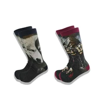 A Pair of  Autumn and Winter Men's Wear Oversized Socks Animal And Horror Film Image High Quality Middle Tube Comfortable