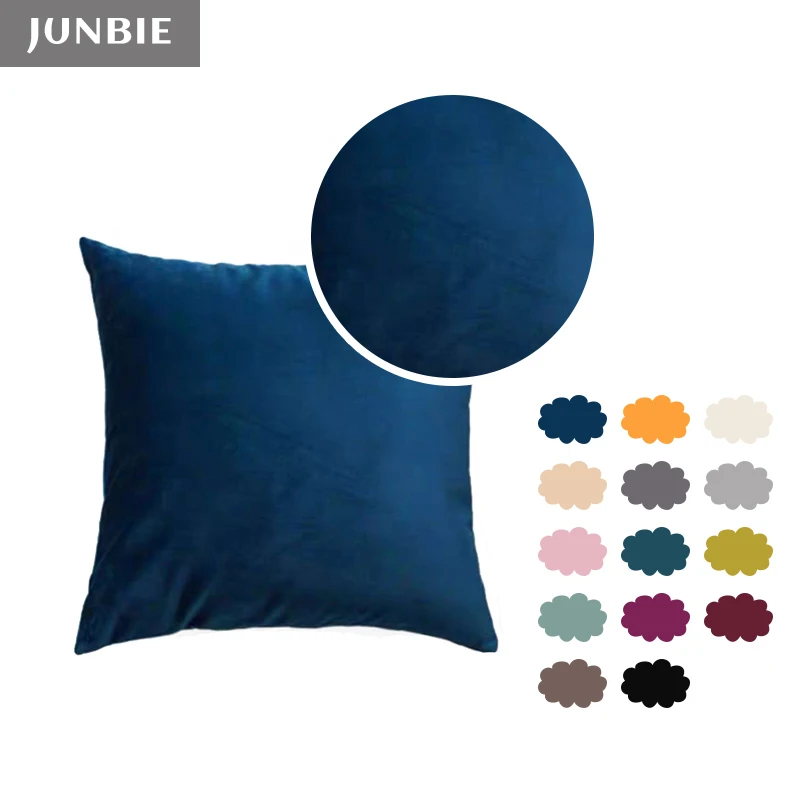JUNBIE Velvet Throw Pillow Covers Solid Color Decorative Cushion Case 45x45 size Soft Luxury Square Pillowcase