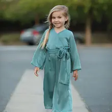 Детский комбинезон с длинными рукавами, изумрудно-зеленый комбинезон, весенний комбинезон принцессы для девочек, мягкий материал, элегантный стиль