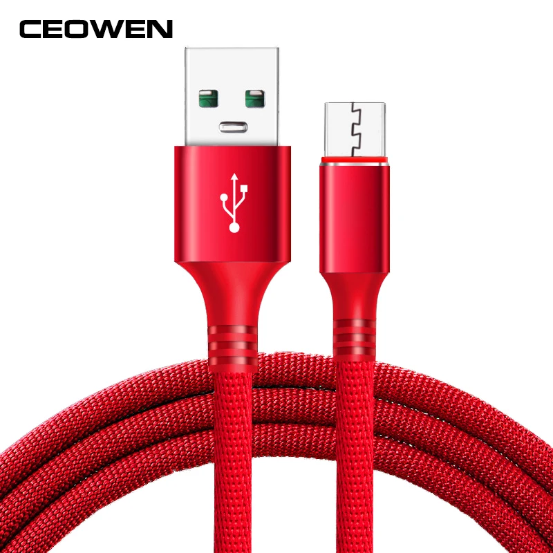 

CEOWEN USB Charging Cable Nylon Woven Mobile Phone Data Cable Type-C Micro Quick Charge Cable 1m For iphone Samsung Huawei