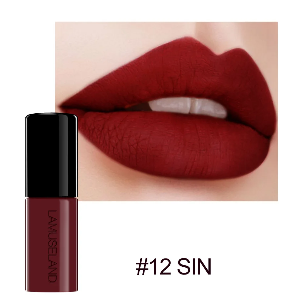 12 color women's professional lipstick 3D lip glaze moisturizing long-lasting lip gloss non-stick lip gloss makeup lipstick sexy - Цвет: 12