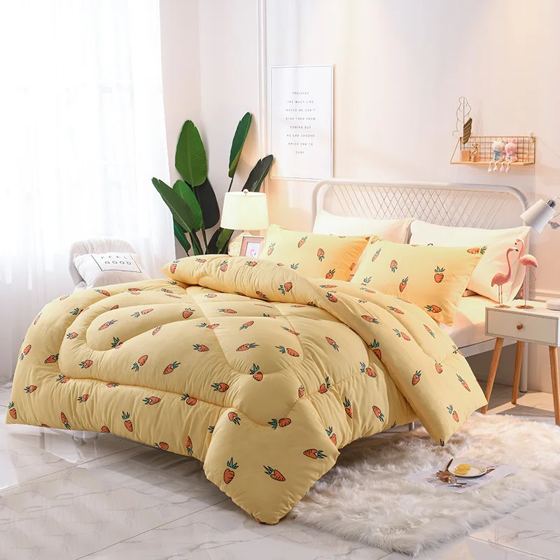 Зимнее одеяло 150*200 см, 220*240 см, утепленное пуховое одеяло, теплое домашнее одеяло, домашний текстиль, одеяло с птицей, ананасом, серым оленем - Цвет: yellow comforter2