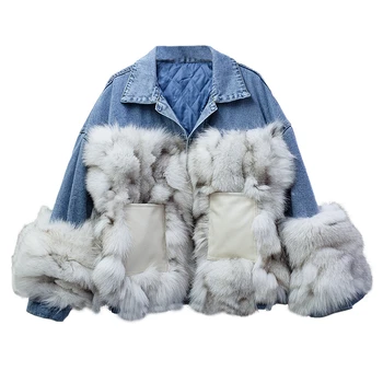 

SeeBeautiful Hit Color Fur Stitching Thick Coat Lapel Long Sleeve Single Breasted Warm Simple New Fashion 2020 Winter Women M183