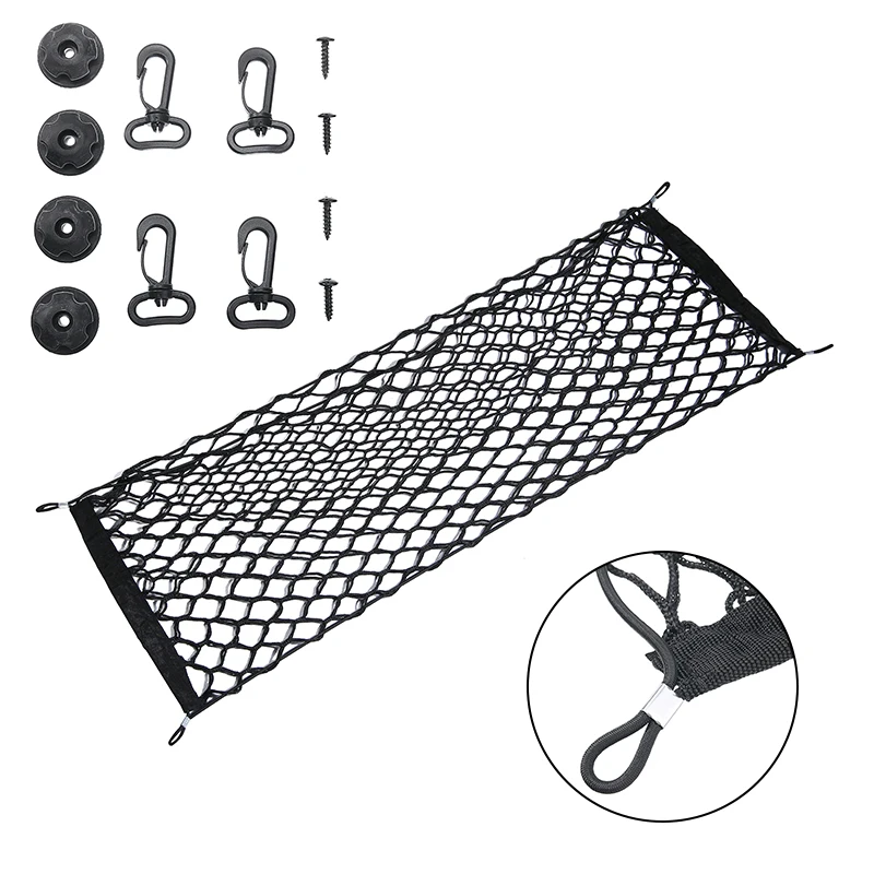 

1pc Black Nylon Car Auto Back Rear Trunk Seat Elastic String Net Mesh Storage Bag Pocket Cage Organizer Tool Parts 90x30cm