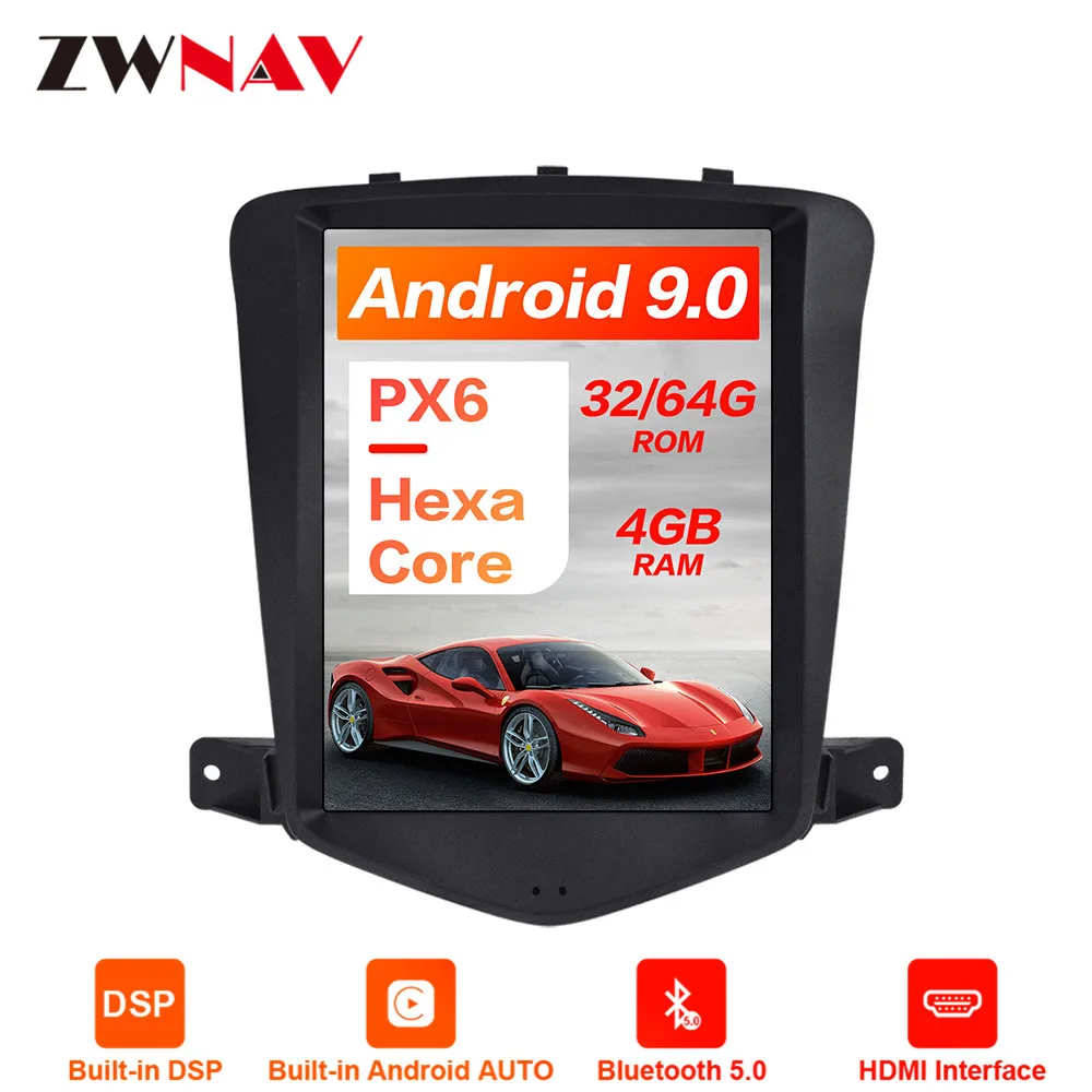Clearance Tesla style 4GB DSP Android 9.0 Car GPS Navigation For Chevrolet CRUZE 2008-2012 head unit Multimedia Player radio tape recorder 0