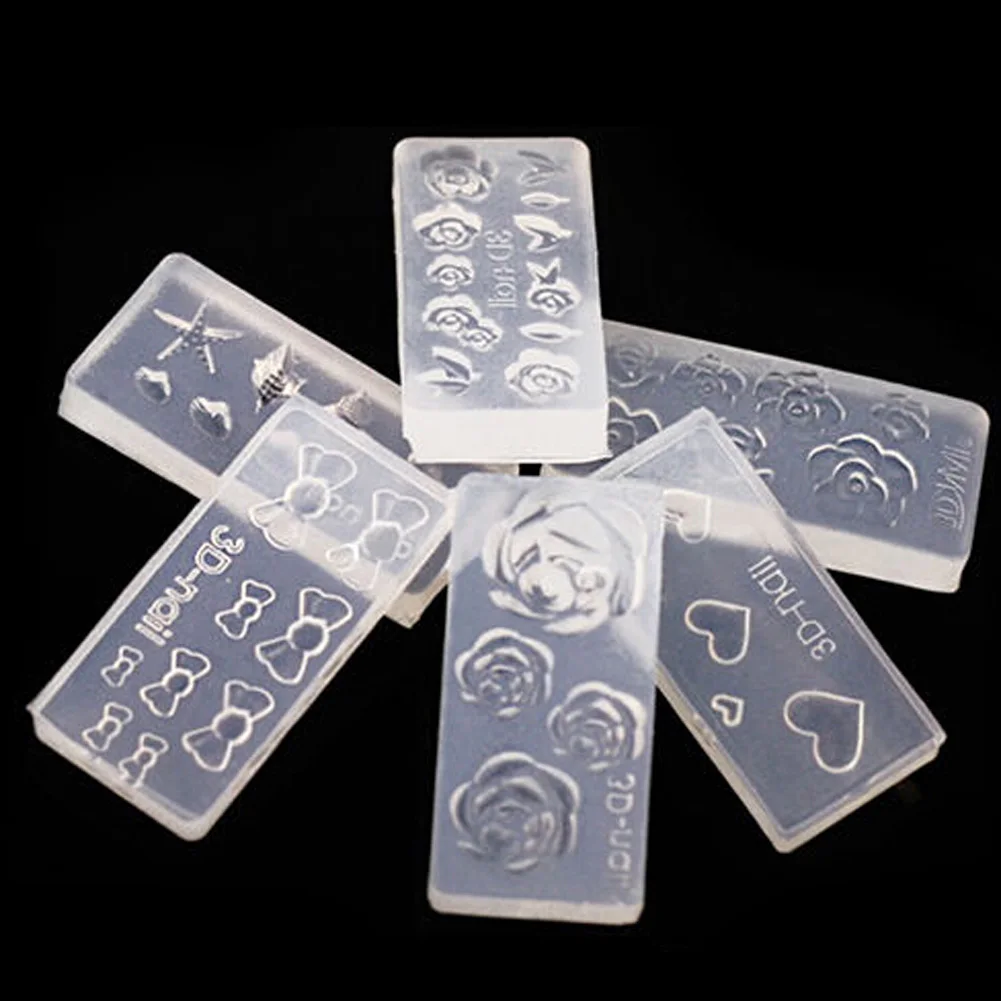 

3D Silicone Mold Nail Carving Stamping Stencils Crystal Plate Nail Art Template UV Gel Polish DIY Manicure Mould Tools