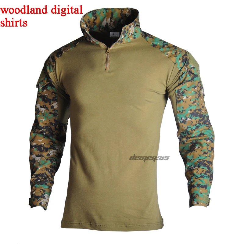 WL digital shirts Тактическая Военная форма костюмы камуфляж стрельба рубашки в охотничьем стиле брюки налокотники наколенники CS страйкбол Пейнтбол Одежда наборы - Цвет: WL digital shirts