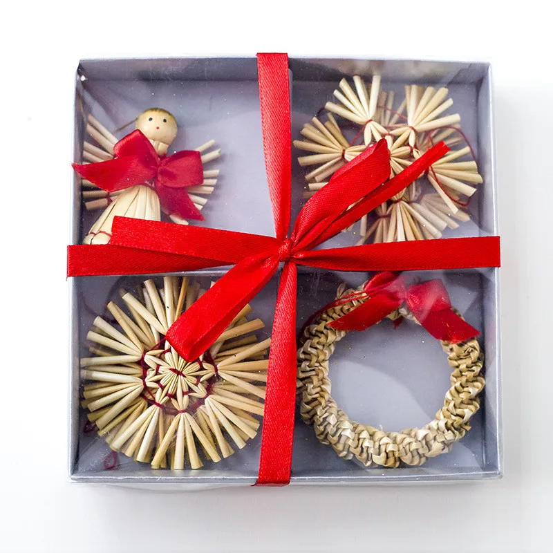 

Creative Straw Christmas Decoration Ornament Angel Wreath Christmas Tree Decor Pendant Christmas Xmas Party Decor for Home