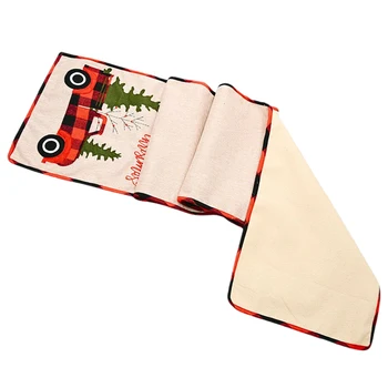 

Christmas Table Runner, Car and Christmas Tree Pattern Table Flag Decorative Table Runner for Christmas Party Home Decoration