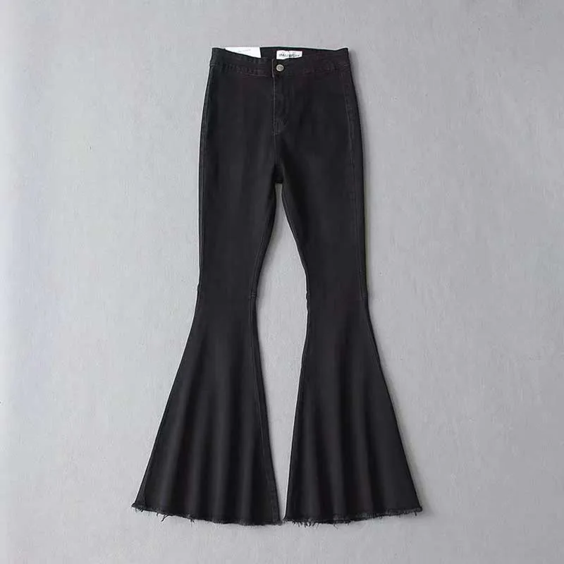 Fashion Women Solid Color Sexy High Waist Slim Bell-bottoms Denim Pants Trousers for Women Jeans High Waist Jeans