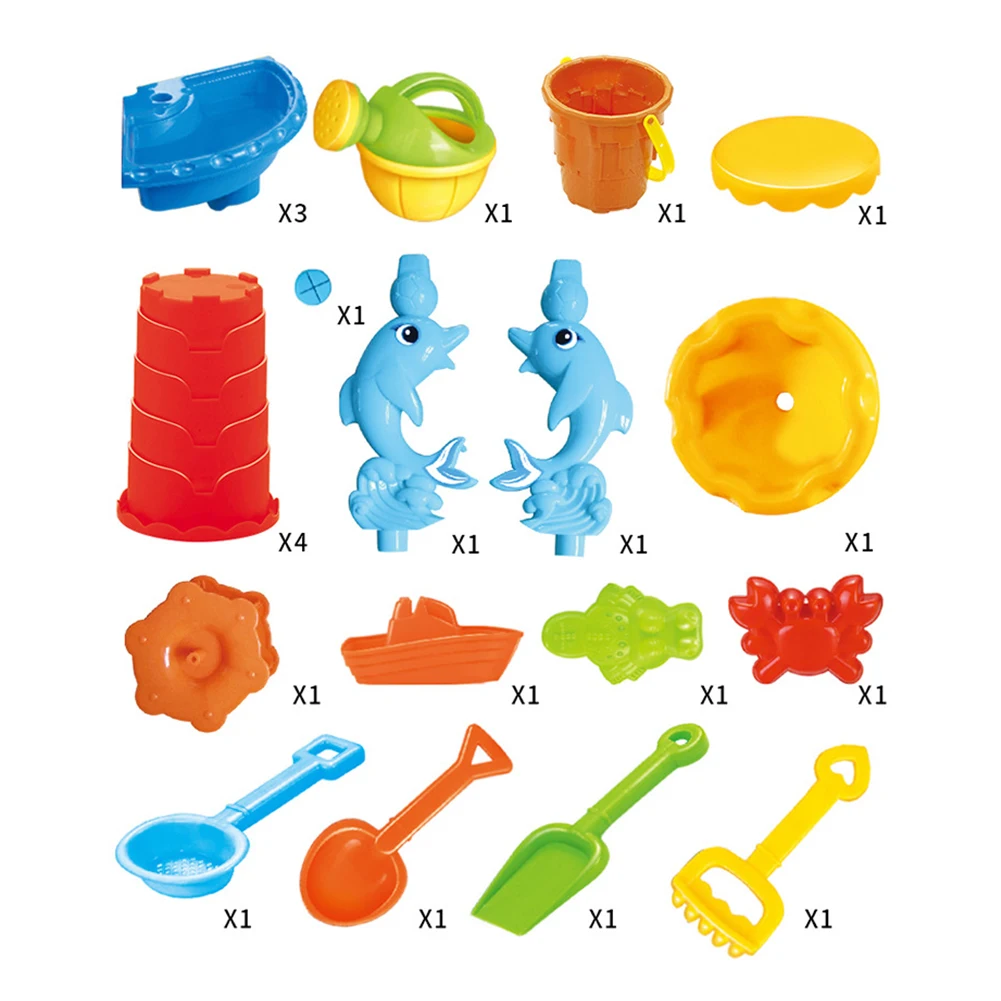  Bucket Kids Beach Toy Set Digging Pit Desk Summer Sandglass Play For Children Water Sand Table Seas