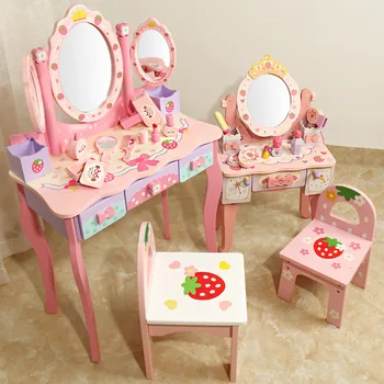 

Gift children wooden girl princess dressing table dressing table children simulation play toy set