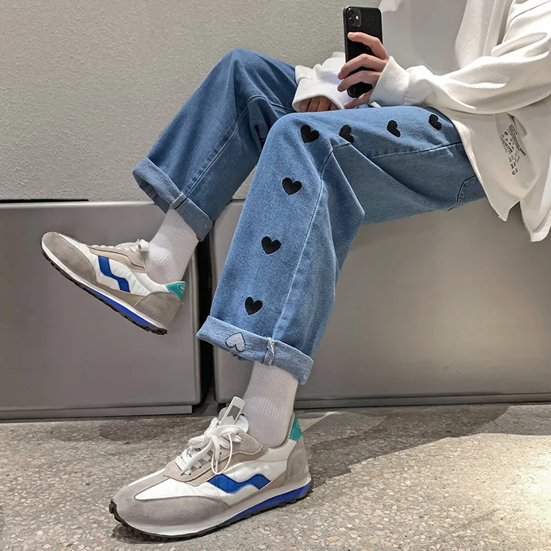 ICCLEK 2021 New Jeans Men's Jeans Loose Trousers  Men Jeans Pants  Jeans for Men  Mens Jeans  Kpop Clothes  Streetwear Men