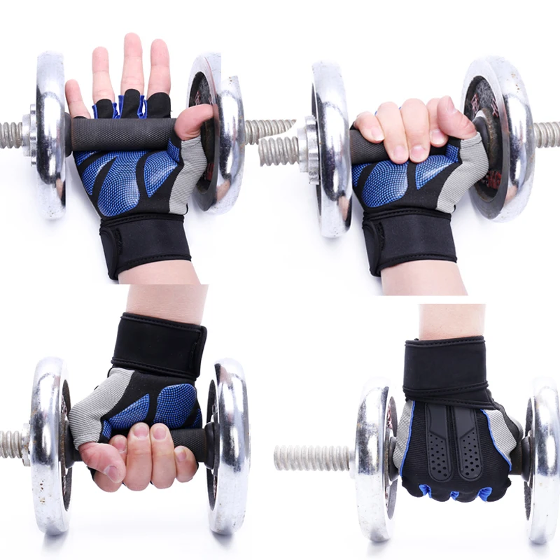 Outdoor Bodybuilding Sport Gym Gloves Wrist Wrap Weight Fitness Men Gloves Half Finger Breathable Anti-skid Support Women Gloves 3