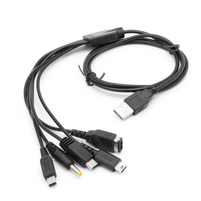 5 в 1 usb зарядный кабель зарядное устройство для nintendo GBA SP для WII U 3DS NDSL XL DSI psp - Цвет: Черный