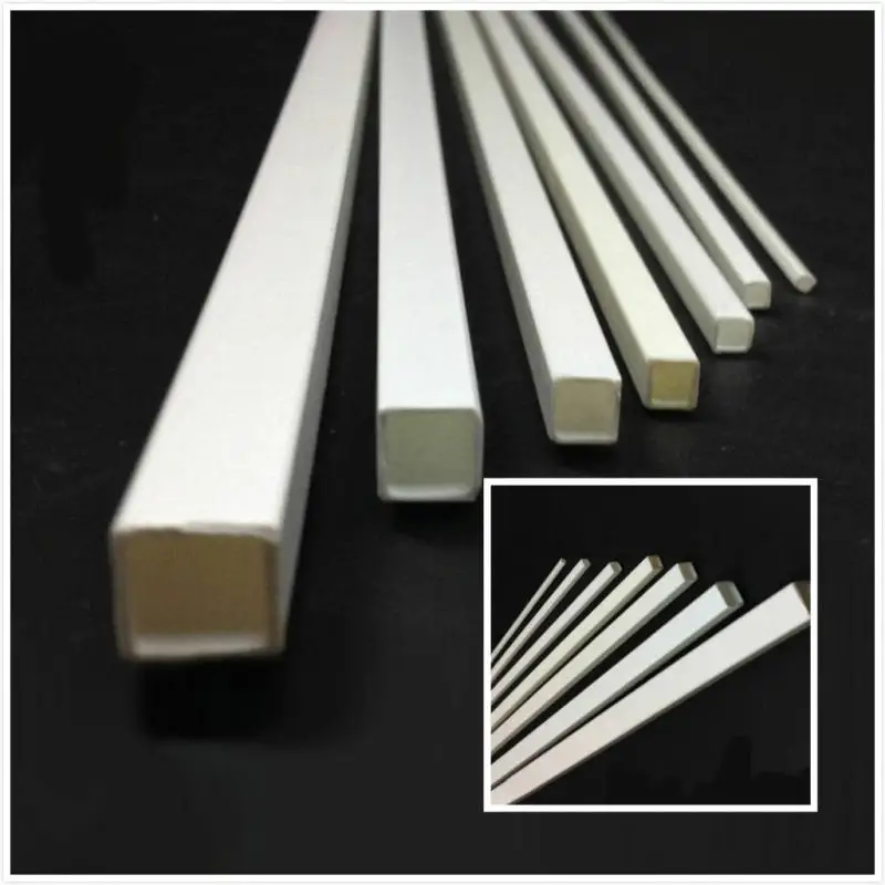 Plastic Tube 5PCS 3-10mm Plastic Square Tube ABS Hollow Square Pipe 25cm Length for Building Model Accessories