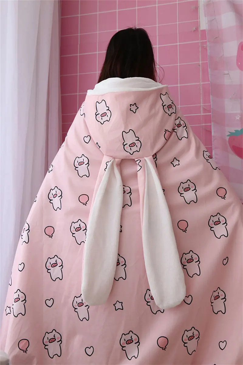 Рождественский подарок, зимнее утяжеленное одеяло, Kawaii, олень, животный узор, с капюшоном, большой плащ с ушами, для детей и взрослых, товары для дома и офиса