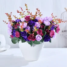 1 букет шелковых роз, европейский стиль, искусственные цветы, искусственные цветы, свадебные, вечерние, для дома, украшение, роскошный Декор для дома