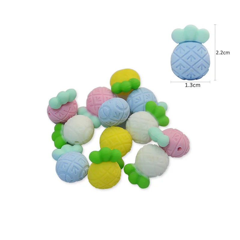 50 шт. DIY Детские Силиконовые Бусины в виде ананаса Прорезыватель успокаивающие украшения ожерелье браслет Подвеска Прорезыватель нетоксичный новорожденный уход игрушка прорезыватель грызунок силиконовые бусины