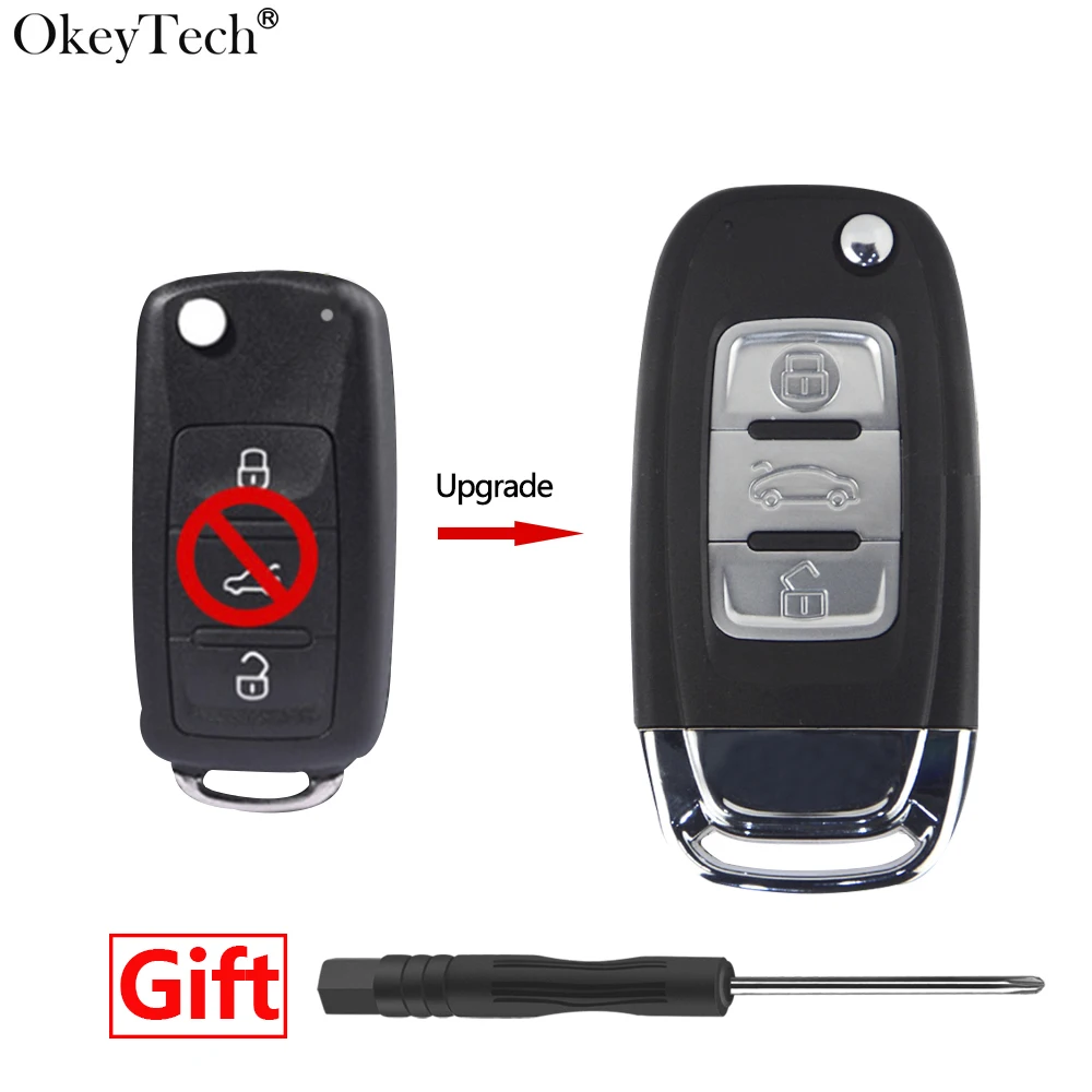 

Okeytech Flip Modified Key Shell For Volkswagen Golf 7 Beetle T5 T4 Caddy Bora Mk4 Polo Passat B5 B6 3 Buttons