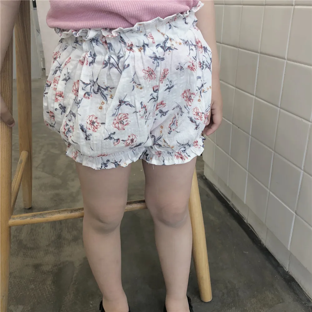 Baby Shorts Girls Bread Pants Baby Girls Floral-Print Cotton Cloth Shorts Infants Pp Pants