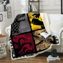Movies Watching Blanket Anime Game of Thrones Print Double Velvet Sofa sherpa blanket For Beds Warm Fleece Camping Blanket Quilt