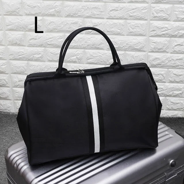 Women Overnight Weekend Fitness Bag Ladies Stripe Yaga Big Travel Bag Light Men Foldable Outdoor Bags Korean 2021 XA37WB Black L