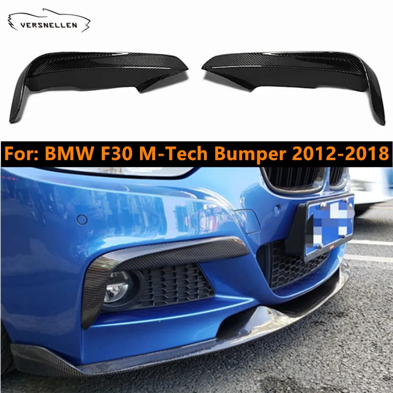 Pair Real Carbon Fiber Front Splitter for BMW F30 2012-2018 M Sport Body Kits Front Fog Lamp Splitter Fins Trim Canards Cover